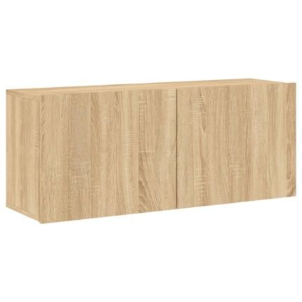 Meuble TV multimédia étagère télévision buffet téléviseur salle à manger salon chambre mural chêne sonoma 100 x 30 x 41 cm brun 02_0028145