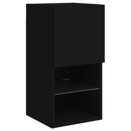 Meuble TV multimédia étagère télévision buffet téléviseur salle à manger salon chambre avec lumières LED 30,5 x 30 x 60 cm noir 02_0026589