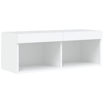 Meuble TV multimédia étagère télévision buffet téléviseur salle à manger salon chambre avec lumières LED 80 x 30 x 30 cm blanc 02_0026614
