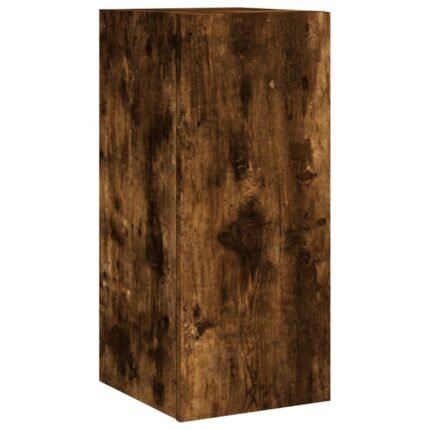 Meuble TV multimédia étagère télévision buffet téléviseur salle à manger salon chambre mural avec lumières LED chêne fumé 30,5 x 35 x 70 cm brun 02_0027979