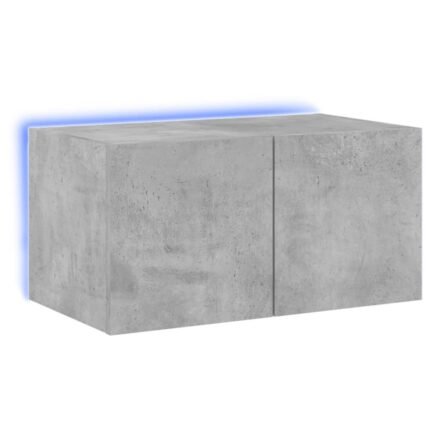 Meuble TV multimédia étagère télévision buffet téléviseur salle à manger salon chambre mural avec lumières LED 60 x 35 x 31 cm gris 02_0027902
