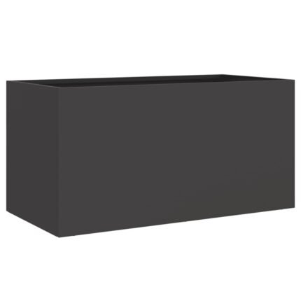 Jardinière bac lit surélevé plantes fleurs terrasse jardin 62 x 30 x 29 cm acier noir 02_0037739