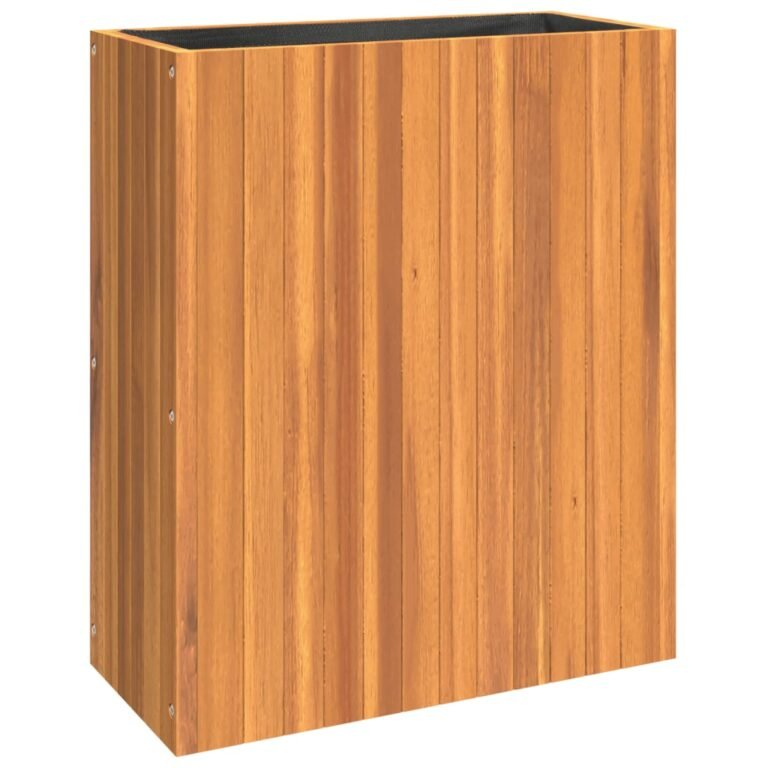Jardinière bac lit surélevé plantes fleurs terrasse jardin 59 x 27,5 x 70 cm bois massif d'acacia marron 02_0037688