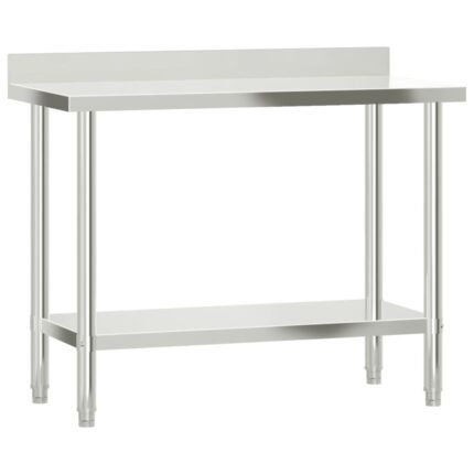 Table de travail de cuisine professionnelle avec dosseret 110 x 55 x 93 cm acier inoxydable 02_0045408