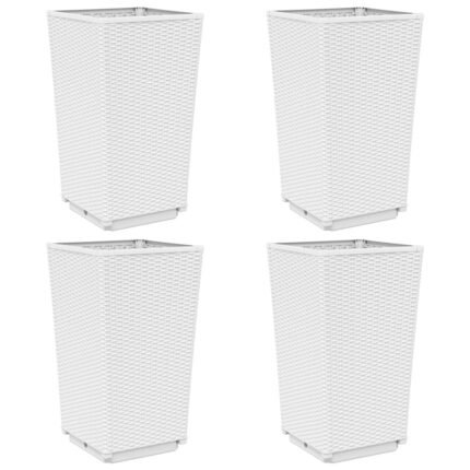 Jardinière bac lit surélevé plantes fleurs jardin terrasses lot de 4 32,5 x 32,5 x 57 cm polypropylène blanc 02_0039111