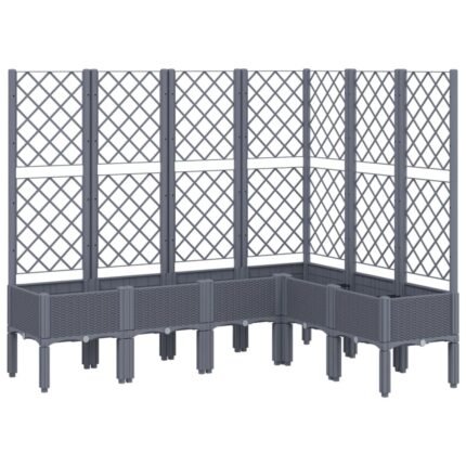 Jardinière bac lit surélevé plantes fleurs terrasse jardin avec treillis 160 x 120 x 142 cm PP gris 02_0038251