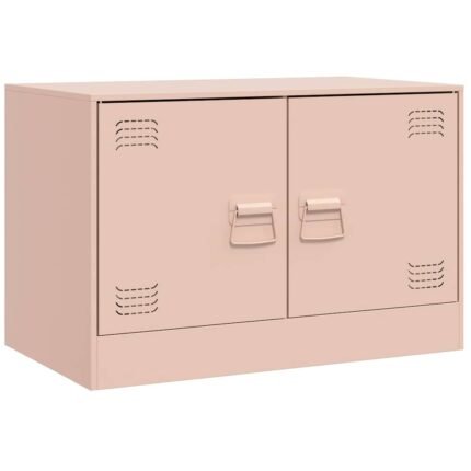 Meuble TV multimédia étagère télévision buffet téléviseur salle à manger salon chambre rose 67 x 39 x 44 cm acier rose 02_0028291
