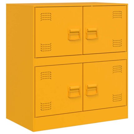Buffet bahut commode armoire meuble de rangement organisateur cuisine salle de séjour salon jaune moutarde 67 x 39 x 73 cm acier Jaune 02_0035699