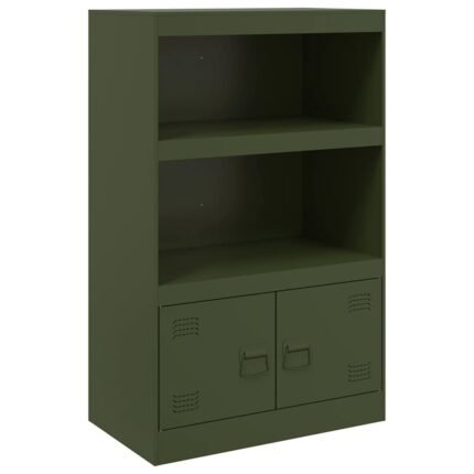 Buffet bahut commode armoire meuble de rangement organisateur cuisine salle de séjour salon olive 67 x 39 x 107 cm acier vert 02_0036579