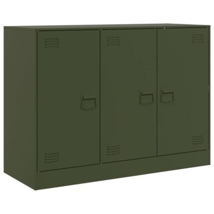Buffet bahut commode armoire meuble de rangement organisateur cuisine salle de séjour salon olive 99 x 39 x 73 cm acier vert 02_0036594