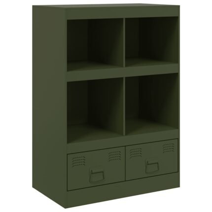 Buffet bahut commode armoire meuble de rangement organisateur cuisine salle de séjour salon olive 67 x 39 x 95 cm acier vert 02_0036584