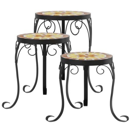 Supports pour plantes meuble fleurs 3 pcs terre cuite et céramique Orange 02_0045258