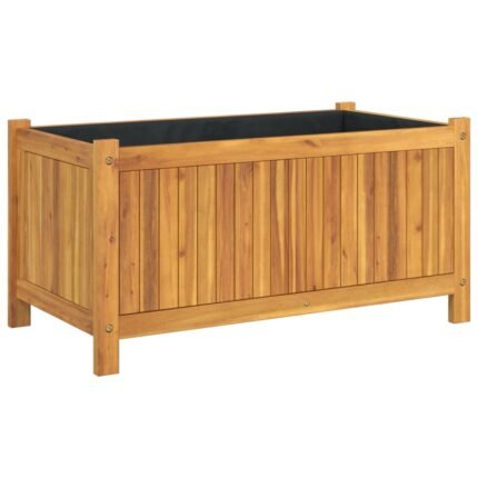 Jardinière bac lit surélevé plantes fleurs terrasse jardin avec doublure 80 x 42 x 40 cm bois massif d'acacia marron 02_0038144