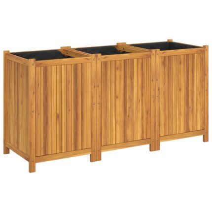Jardinière bac lit surélevé plantes fleurs terrasse jardin avec doublure 150 x 50 x 75 cm bois massif d'acacia marron 02_0038122