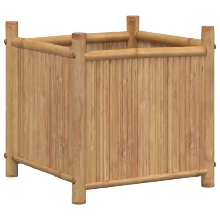 Jardinière bac lit surélevé plantes fleurs terrasse jardin 40 x 40 x 40 cm bambou marron 02_0037549