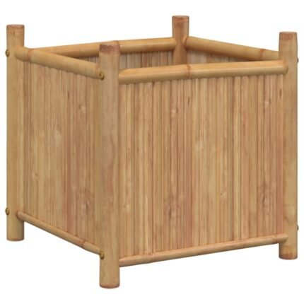 Jardinière bac lit surélevé plantes fleurs terrasse jardin 50 x 50 x 50 cm bambou marron 02_0037663