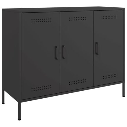 Buffet bahut commode armoire meuble de rangement organisateur cuisine salle de séjour salon 100,5 x 39 x 79 cm acier noir 02_0035785