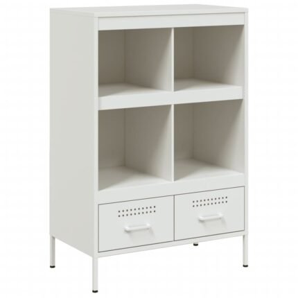 Buffet bahut commode armoire meuble de rangement organisateur cuisine salle de séjour salon haut 68 x 39 x 101,5 cm acier blanc 02_0032485
