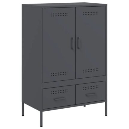 Buffet bahut commode armoire meuble de rangement organisateur cuisine salle de séjour salon haut 68 x 39 x 101,5 cm acier anthracite 02_0032207
