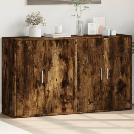 Buffet bahut commode armoire meuble de rangement organisateur cuisine salle de séjour salons lot de 2 60 x 31 x 70 cm bois d'ingénierie marron 02_0036739