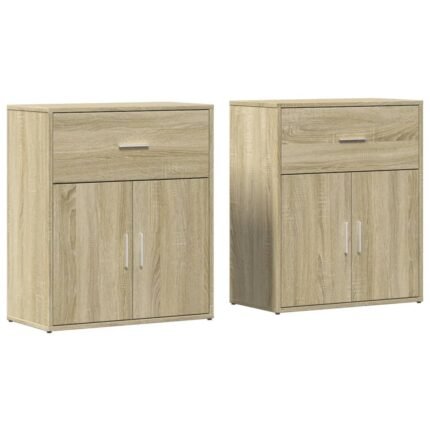 Buffet bahut commode armoire meuble de rangement organisateur cuisine salle de séjour salons lot de 2 sonoma 60 x 31 x 70 cm bois d'ingénierie marron 02_0036815