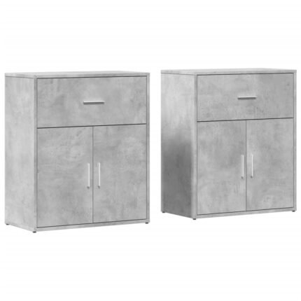 Buffet bahut commode armoire meuble de rangement organisateur cuisine salle de séjour salons lot de 2 60 x 31 x 70 cm bois d'ingénierie gris 02_0036857