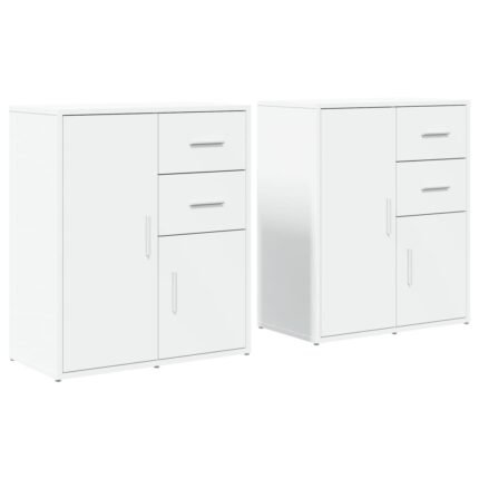 Buffet bahut commode armoire meuble de rangement organisateur cuisine salle de séjour salons lot de 2 60 x 31 x 70 cm bois d'ingénierie blanc 02_0036676