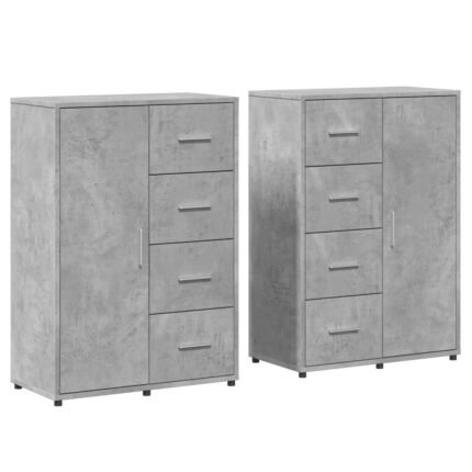 Buffet bahut commode armoire meuble de rangement organisateur cuisine salle de séjour salons lot de 2 60 x 31 x 84 cm bois d'ingénierie gris 02_0036861