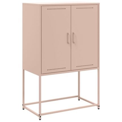 Buffet bahut commode armoire meuble de rangement organisateur cuisine salle de séjour salon haut 68,5 x 38,5 x 107 cm acier Rose 02_0035159