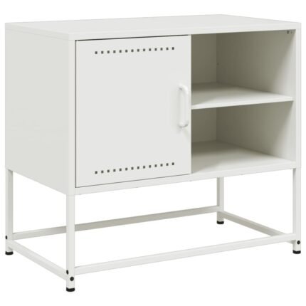 Meuble TV multimédia étagère télévision buffet téléviseur salle à manger salon chambre olive 100,5 x 39 x 60,5 cm acier vert 02_0028250