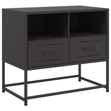 Meuble TV multimédia étagère télévision buffet téléviseur salle à manger salon chambre 68 x 39 x 60,5 cm acier noir 02_0026164