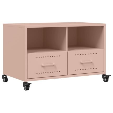 Meuble TV multimédia étagère télévision buffet téléviseur salle à manger salon chambre rose 68 x 39 x 43,5 cm acier rose 02_0028294