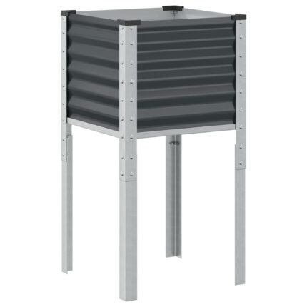 Jardinière bac lit surélevé plantes fleurs terrasse jardin 45 x 45 x 88 cm acier anthracite 02_0037613