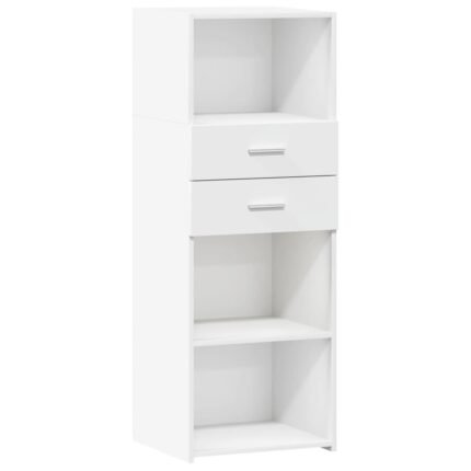 Buffet bahut commode armoire meuble de rangement organisateur cuisine salle de séjour salon haut 45 x 42,5 x 124 cm bois d'ingénierie blanc 02_0032455