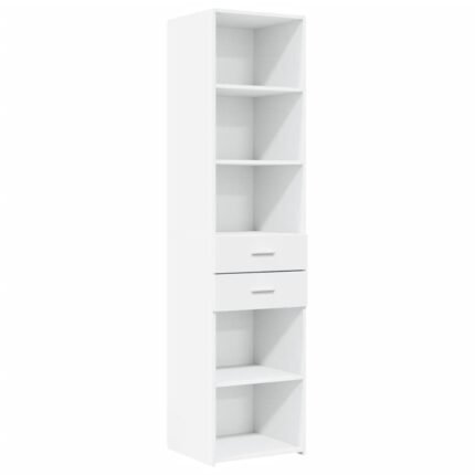 Buffet bahut commode armoire meuble de rangement organisateur cuisine salle de séjour salon haut 45 x 42,5 x 185 cm bois d'ingénierie blanc 02_0032456