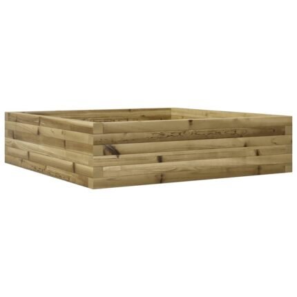 Jardinière bac lit surélevé plantes fleurs terrasse jardin 90 x 90 x 23 cm bois de pin imprégné marron 02_0038043