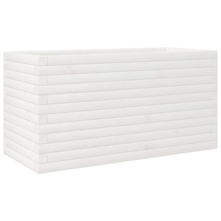 Jardinière bac lit surélevé plantes fleurs terrasse jardin 90 x 40 x 45,5 cm bois de pin massif blanc 02_0037977