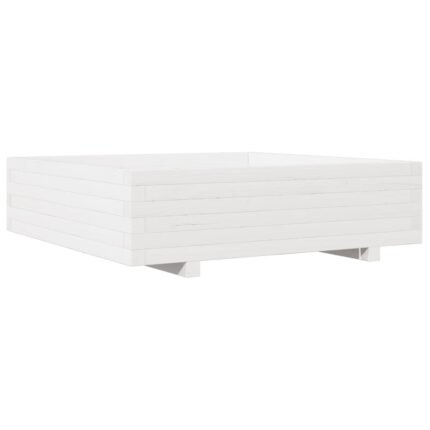 Jardinière bac lit surélevé plantes fleurs terrasse jardin 90 x 90 x 26,5 cm bois de pin massif blanc 02_0038049
