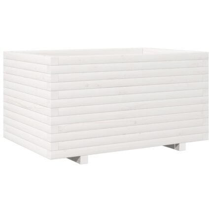 Jardinière bac lit surélevé plantes fleurs terrasse jardin 90 x 60 x 49,5 cm bois de pin massif blanc 02_0038028