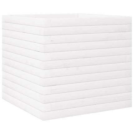 Jardinière bac lit surélevé plantes fleurs terrasse jardin 50 x 50 x 46 cm bois de pin massif blanc 02_0037641
