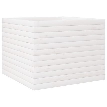 Jardinière bac lit surélevé plantes fleurs terrasse jardin 60 x 60 x 46 cm bois de pin massif blanc 02_0037713
