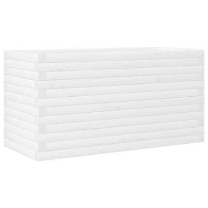 Jardinière bac lit surélevé plantes fleurs terrasse jardin 90 x 40 x 46 cm bois de pin massif blanc 02_0037981