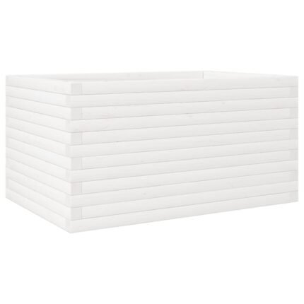 Jardinière bac lit surélevé plantes fleurs terrasse jardin 90 x 60 x 46 cm bois de pin massif blanc 02_0038021