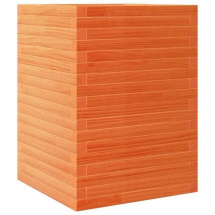 Jardinière bac lit surélevé plantes fleurs terrasse jardin cire 50 x 50 x 68,5 cm bois de pin massif marron 02_0038464