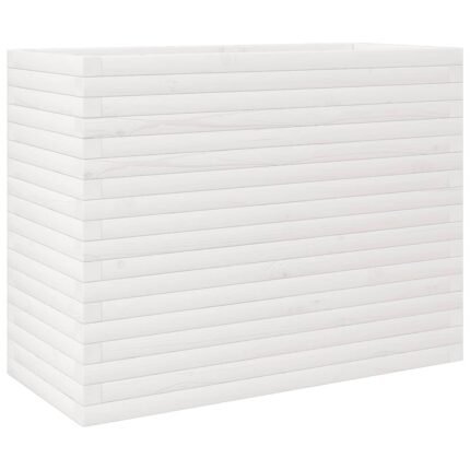 Jardinière bac lit surélevé plantes fleurs terrasse jardin 90 x 40 x 68,5 cm bois de pin massif blanc 02_0037992