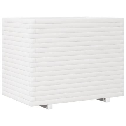 Jardinière bac lit surélevé plantes fleurs terrasse jardin 90 x 60 x 72 cm bois de pin massif blanc 02_0038037