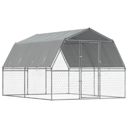 Cage pour chiens avec toit et porte argenté acier galvanisé Argent 02_0041640