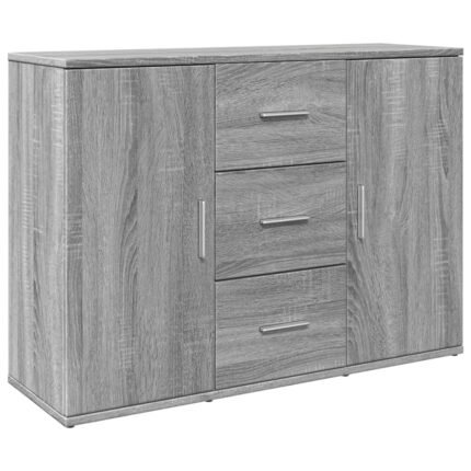 Buffet bahut commode armoire meuble de rangement organisateur cuisine salle de séjour salon sonoma 90,5 x 29,5 x 65 cm bois d'ingénierie gris 02_0036544