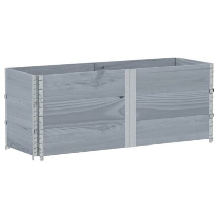 Jardinière bac lit surélevé plantes fleurs terrasse jardin 150 x 50 cm bois massif de pin gris 02_0037435