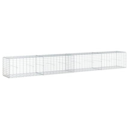 Panier gabion clôture cage mur de soutènement avec couvercle 400 x 50 x 50 cm fer galvanisé Argent 02_0040166
